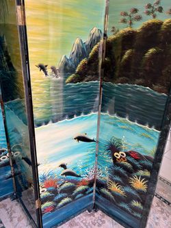 Old Florida Asian Inspired Coastal Room Divider