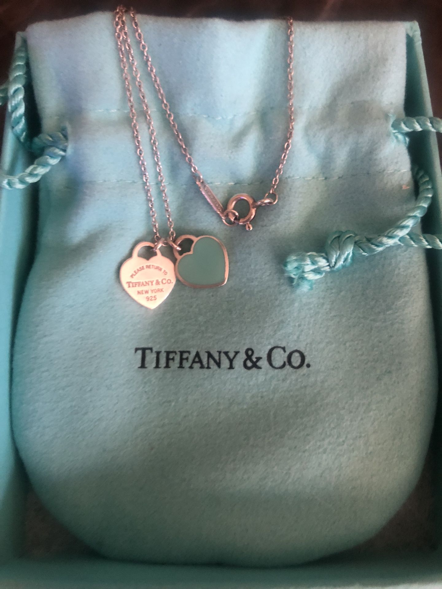 Tiffany & Co Return To Tiffany Mini Blue Hearts Necklace With Pouch