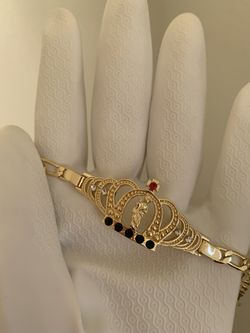 Gold Plated San Judas Crown Bracelet 