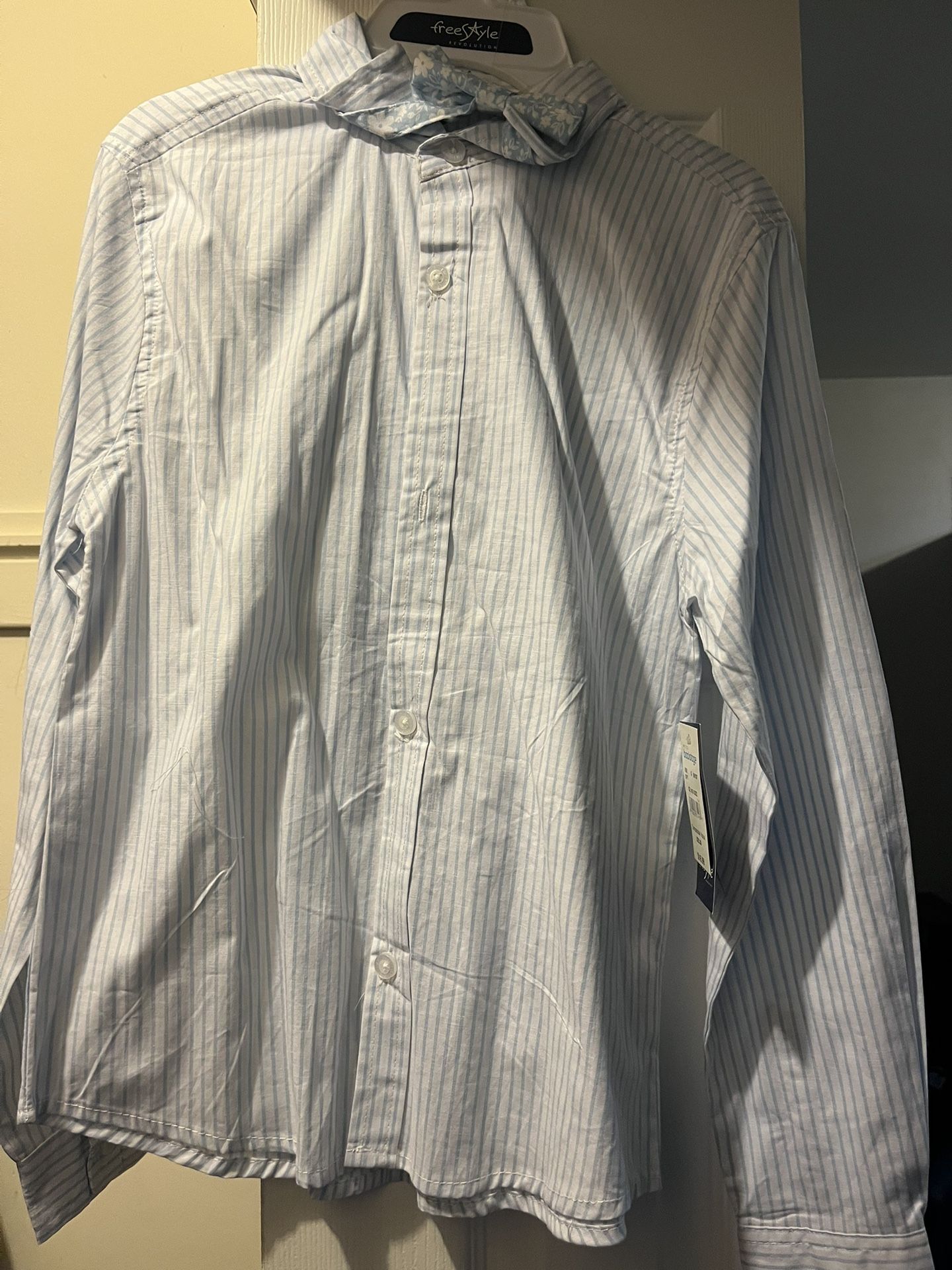 NWT Boys Blue Stripe Shirt Fits Age 10-12 (actual Size 14)