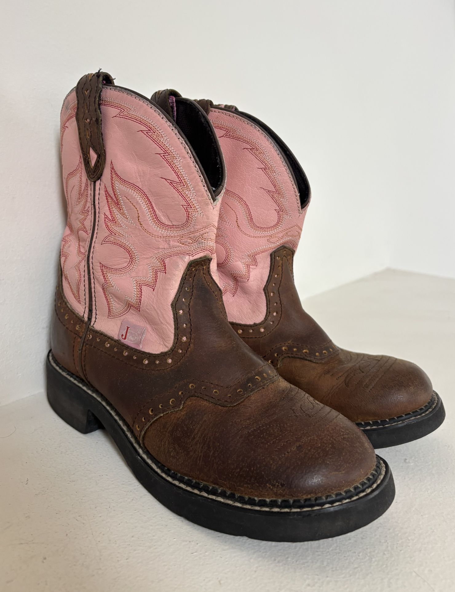 Justin Gypsy Pink Leather Western Cowboy Boots L9901 Women’s Size 8.5B