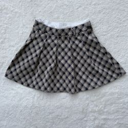 Zara RN 77302 Brown Pleated Plaid Skirt Size 10 140cm 