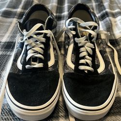 VANS Old Skool Black / True White - Wireframe Skulls - size 10 