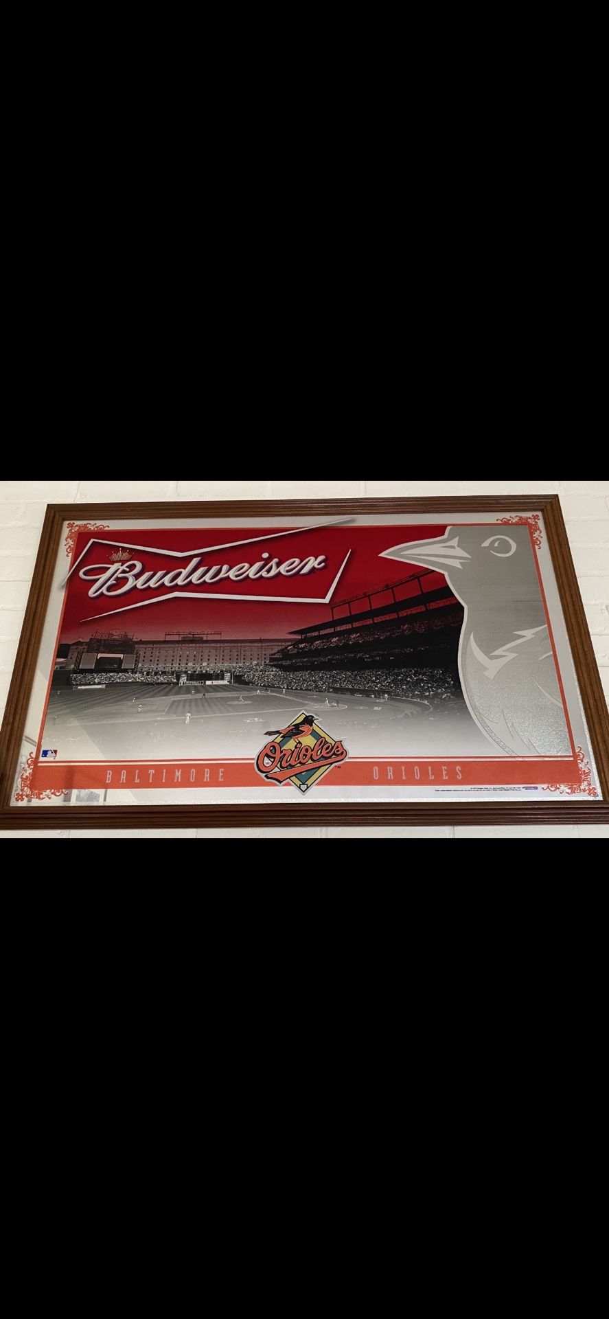 BUDWEISER ORIOLES BAR MIRROR LARGE MINT