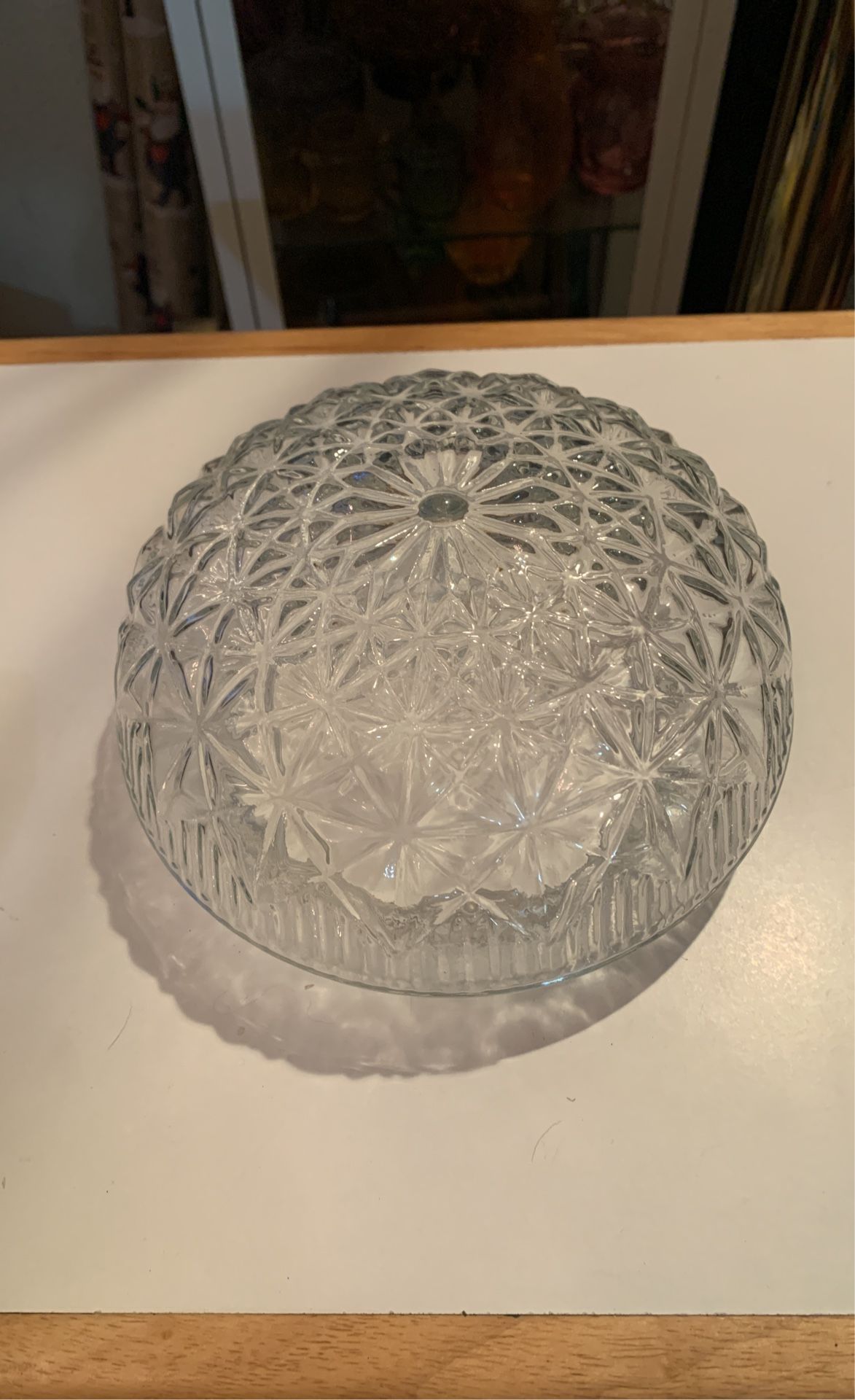 Vintage Mid Century Modern Clear Glass Dome Ceiling Fixture Circa 1950’s USA