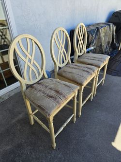 Set of 3 Tall Bar Chairs with Oval Back