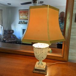 MCM Gold And Cream Floral Lamp 