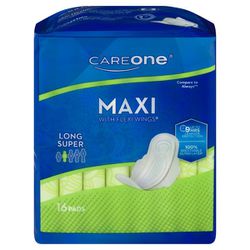 Careone Long Super Maxi Pads with Flex wings 32 count; size: 2, NEW

