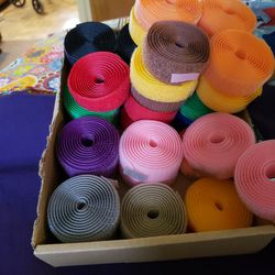35 Rolls Of Different Colored Velcro. O