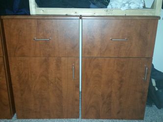 2 wood cabinets