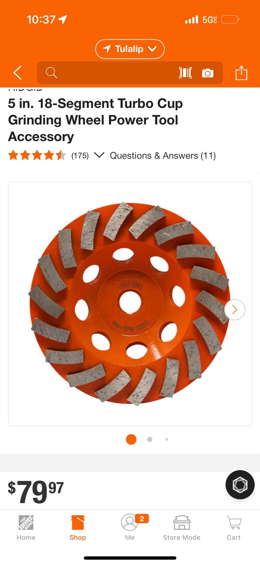 RIDGID 5 in. 18-Segment Turbo Cup Grinding Wheel Power Tool Accessory. Blades