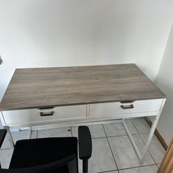 Desk Grey Top 2 Drawer’s With White Frame