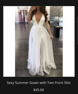 White Small Gown 2 Slits on the front