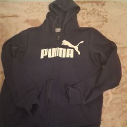 Dark blue puma jacket zip up with hoodie