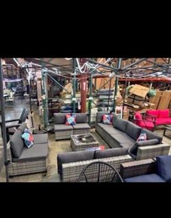 New 11 Pieces Outdoor Patio Furniture Sectional Sofa Set Chair ottoman table