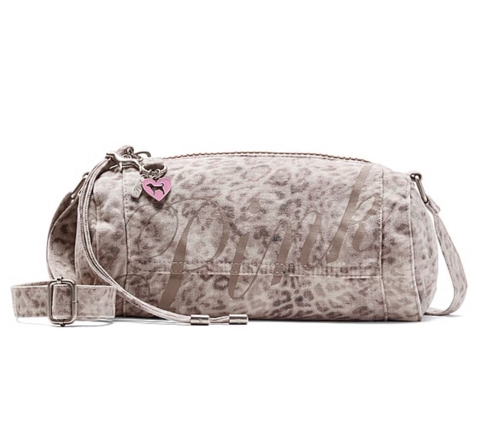 New VS Pink Canvas Rolled Mini Duffle Shoulder Bag Leopard Viral Cheetah