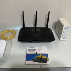 Linksys EA7500 V2 Wifi Router Bundle- 4 Ports 1000 Mbps + Free Arris Modem + Wifi Extender