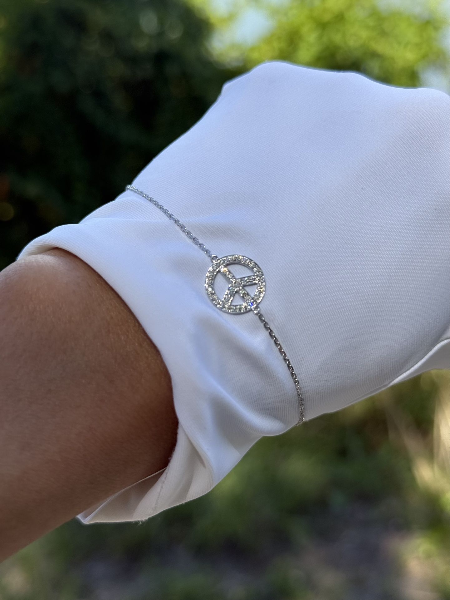 Brand New Certified 18K Solid White Gold AntiWar Genuine Diamonds Convertible Anklet/Bracelet