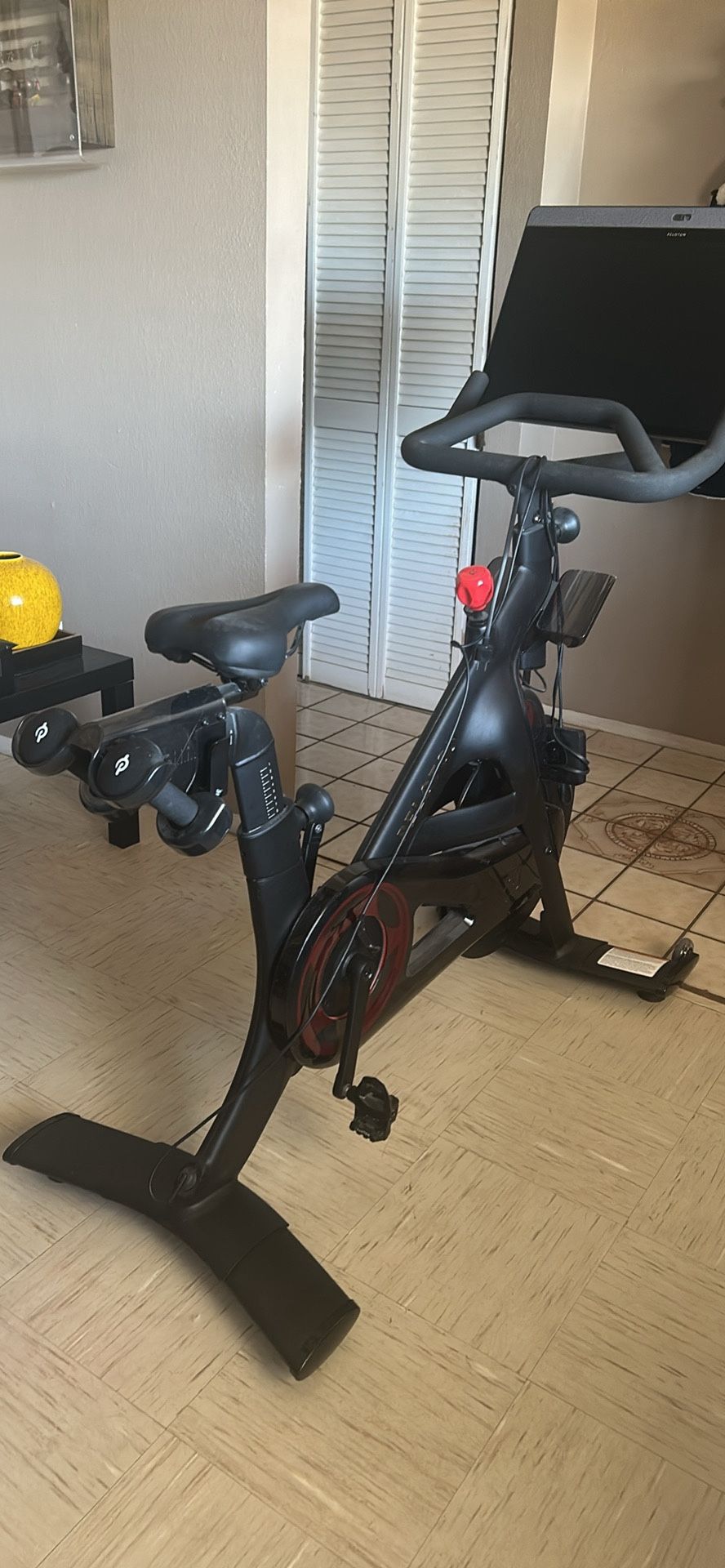 Peloton Exercise Bike and Shoes
