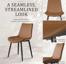 Senfalt - Dining Chairs Set of 6, Modern PU Leather Upholstered Dinner Chairs with Sturdy Metal Legs and Comfort Backrest, Armless Accent Side Chairs 
