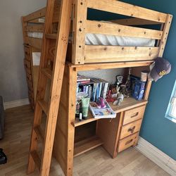 High Loft Bed with Integrated Desk & Dresser