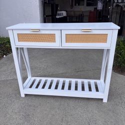New In Box 39.3"x11.8"x31.5 White Wooden Entryway Console Table Kitchen Console Cabinet