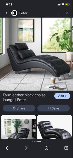 Black Faux Leather Chaise Lounge