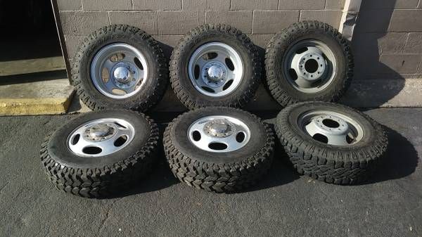 6 Alcoa Chevy Or Gmc 16 Inch Dually Wheels With Mud Terrain Tires For Sale In Pomona Ca Offerup