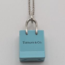 Sterling Tiffany & Co. Shopping Bag Charm Pendant Necklace