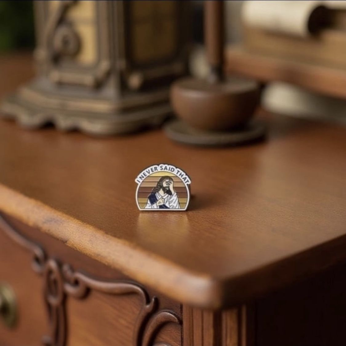 Humorous Jesus “I Never Said That” 1”x1” Enamel Pin