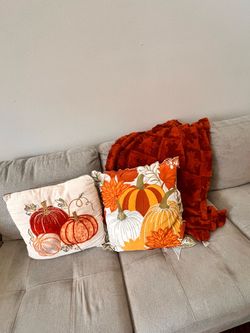 Fall Pumpkin Throw & Pillows Set of 2