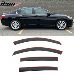 Fits 2013-2017 Honda Accord 4DR Sedan Window Visors In-Channel Rain Sun Guard Vent