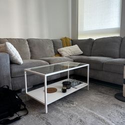 White And Glass Top Coffee Table 