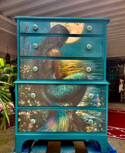 Gorgeous Mermaind Inspired Vintage Chest of Drawers