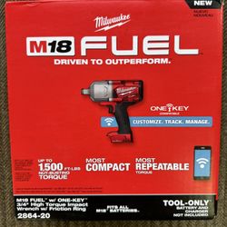 Milwaukee 2864-20 M18 FUEL™ w/ ONE-KEY™ High Torque Impact Wrench 3/4" Friction 