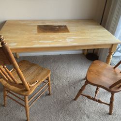wooden table and 2 Wooden Chairs – Used, Fair  Condition