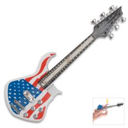 American Flag Guitar Shaped Butane Lighter - Novelty Electric Guitar Lighter