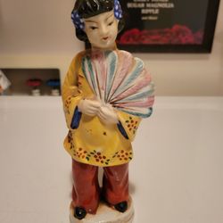 Vintage Ceramic Occupied Japan Geisha Figurine with Fan
