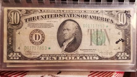 1934 C Ten Dollar Star Note ( green seal)