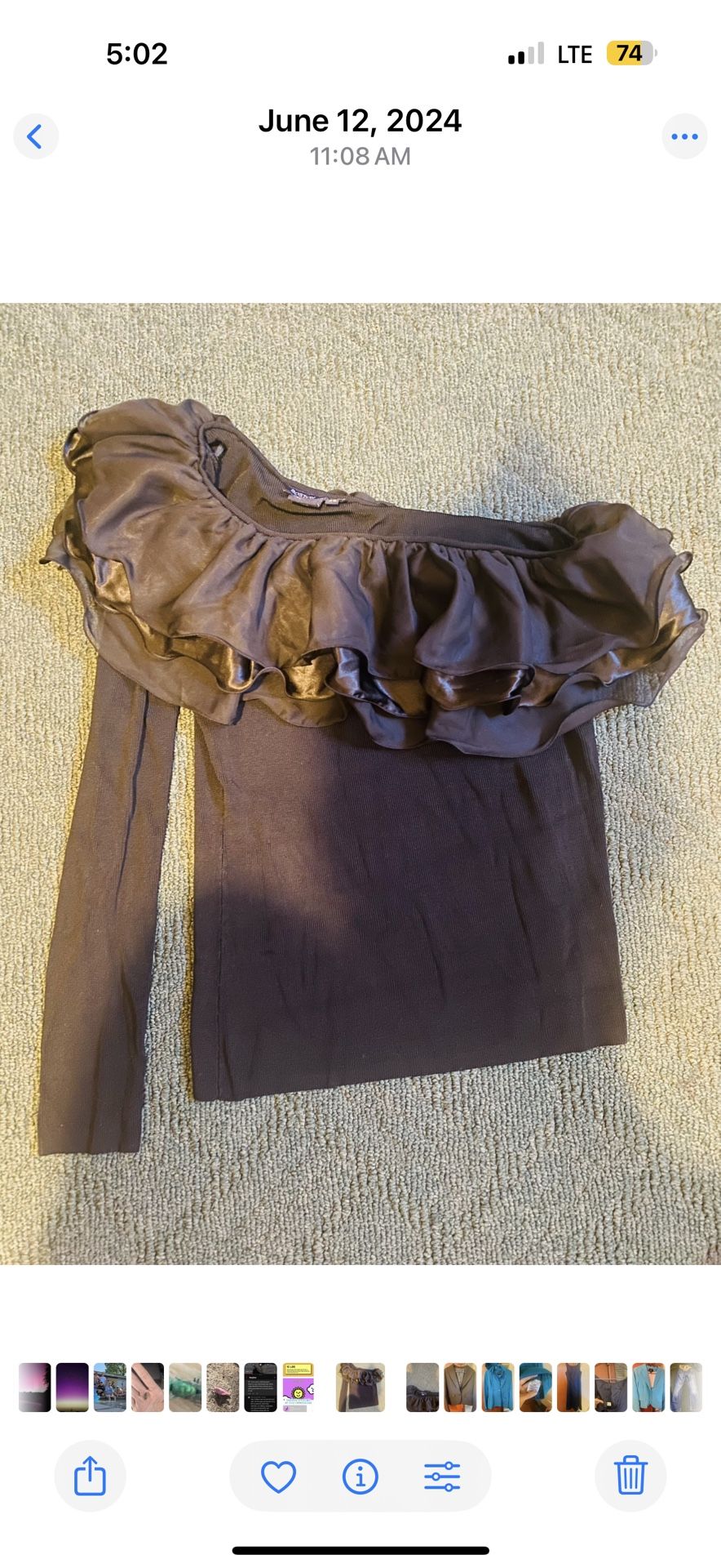 XS Boston Proper One Sleeved Top With Ruffles Across The Top