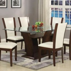 Camelia White-Espresso Rectangular Dining Set

