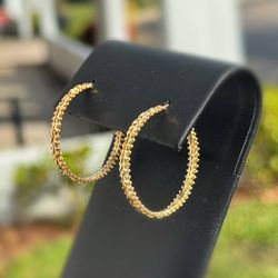 Jewelry 14k hollow yellow gold round imperial wheat two row hoop earrings 4.10g