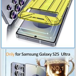Fotbor 2+1 Pack for Samsung Galaxy S25 Ultra Screen Protector with Camera Lens Protector, 0.1s Fingerprint Unlocking, Shock - Absorbing Pro Series Tem
