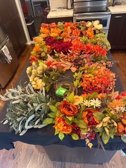 Lot of over 90 fall silk flowers