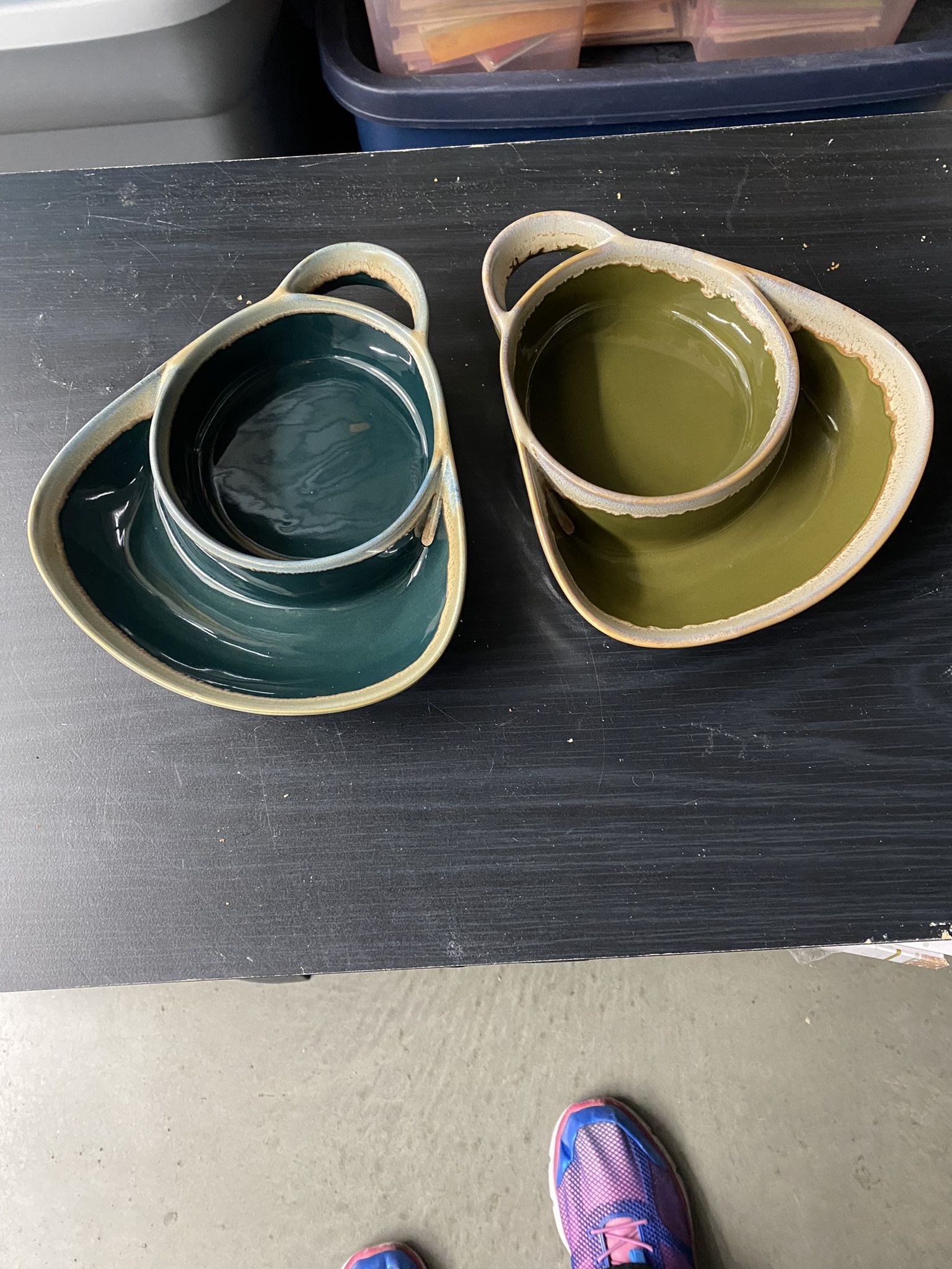 Set Of Two Roe & Moe Stoneware Soup And Side Bowls