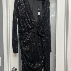 Black Fashion Nova Center Stage Sequin Dress 