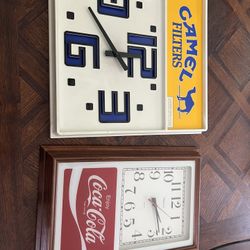Camel Filters Clock And Coca- Cola Clock 