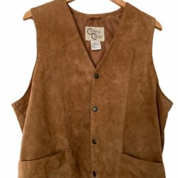 New Sale! size XXL CRIPPLE CREEK Mens Western Brown Suede Leather Vest w tags( reseda ca)