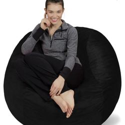 Sofa Sack Oversized Memory Foam Beanbag Chair With Black Microsuede Cover 36"Dx36"Wx24"H