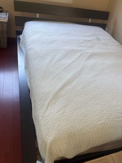 Dark Brown Platform Bed Frame and mattress